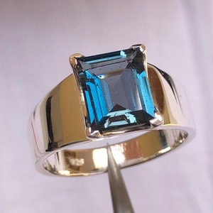 Blue Topaz Men&#39;s Ring | 925 Sterling Silver Ring | Handmade Men&#39;s Ring | December Birthstone Ring | Wedding Ring |Anniversary Statement Ring