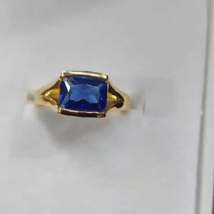Blue Sapphire Ring | 925 Sterling Silver Ring | 10x8mm Gemstone Ring | Solid Silver Wedding or Promise Ring | Handmade Jewelry Gift For Him