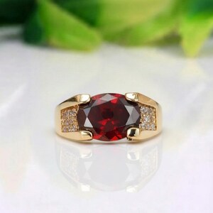 BAGUE RUBIS ROUGE Bague en argent sterling 925 Bague avec pierres précieuses rouges Taille de pierre bague ovale Bague de fiançailles Bague empilable Bague de mariage