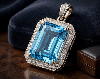 Blue Topaz Octagon Pendant | 925 Sterling Silver Statement Jewelry (December Birthstone)
