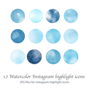 Watercolor Instagram Story Highlight Covers, blue, ocean, IG Highlight Icons, Social media Icons, Jpeg, PNG Branding,  sublimation files,