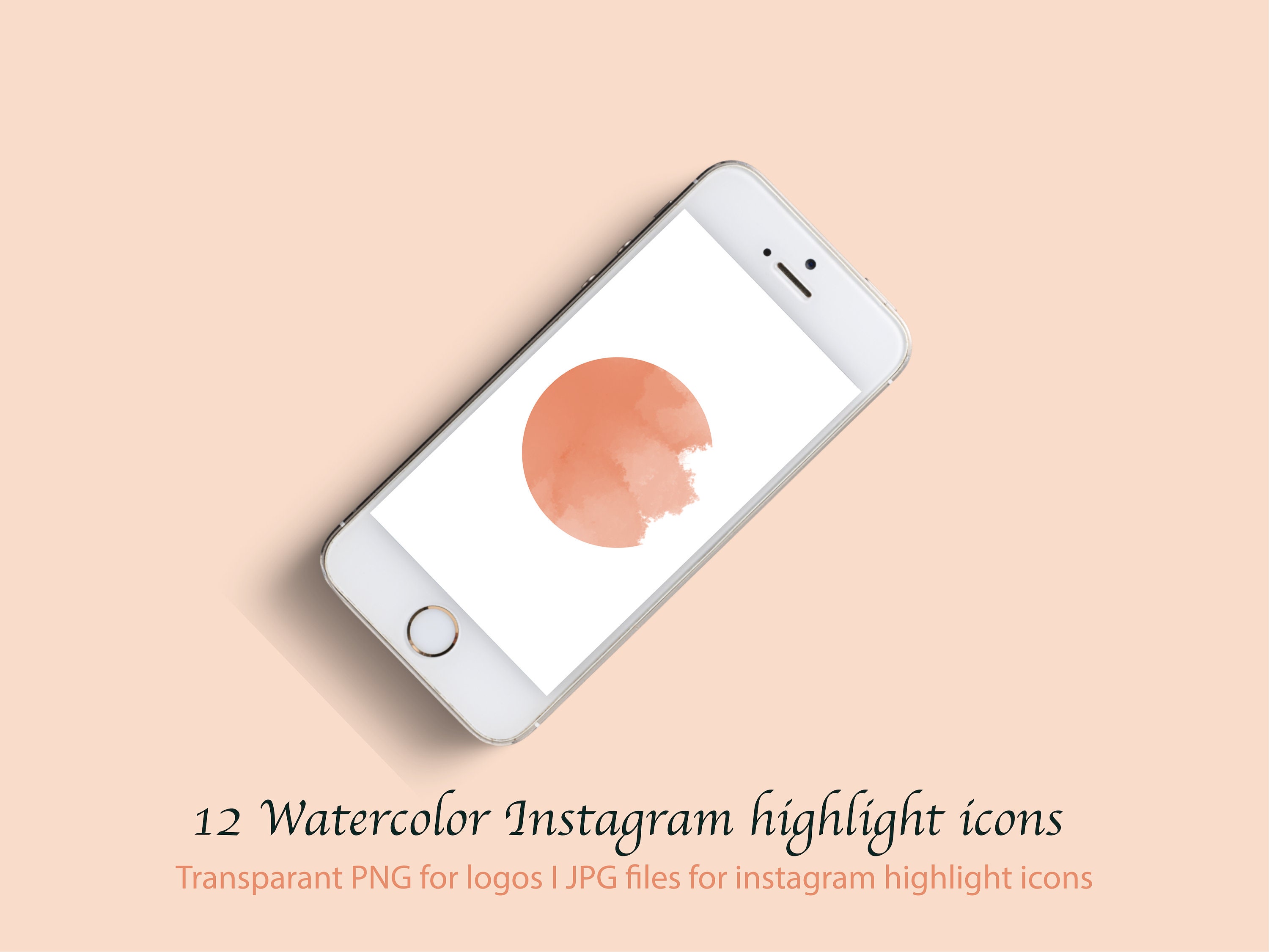 Watercolor Instagram Story Highlight Covers, Peach and Brown, IG ...
