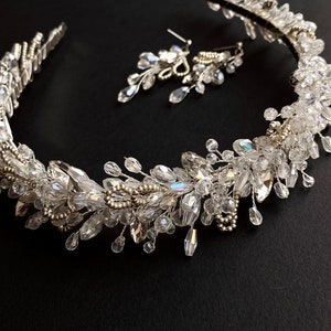 Bruiloft Tiara, Bruids Tiara, Crystal Bridal Crown, Sprankelende Bruiloft Hoofddeksel, Bruids Hoofddeksel, Clear Crystal Bruidskroon, Bruiloft Kroon