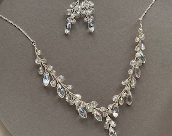 Braut Halskette, Kristall Halskette, Hochzeit Schmuck-Set, Kristall Halskette Kristall Ohrringe, Braut Ohrringe, Hochzeit Halskette, Braut Schmuck