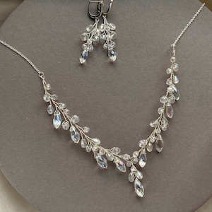 Bridal necklace, Crystal necklace, Wedding jewelry set, Crystal necklace Crystal earrings, Bridal earrings, Wedding necklace, Bridal jewelry