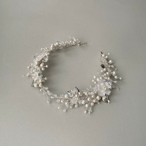 Wedding hair head band, wedding crown, silver Bridal headband, Crystal Wedding tiara, Silver Bridal hair jewelry, Silver Wedding headband