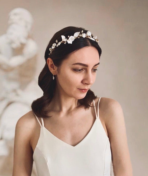 Wedding bridal hairpiece , handmade Bridal Hair Vine – Handmade Wedding Hairpiece With Pearls  main image 3