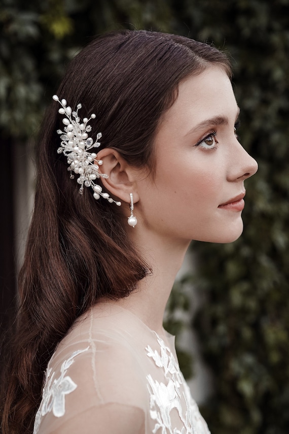 Wedding Hair Clip, Bridal Hair Clip, Pearl Crystal Bridal  display picture 1