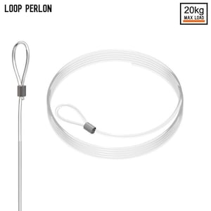 Loop wire for picture hanging in transparent or steel strong and heavy-duty