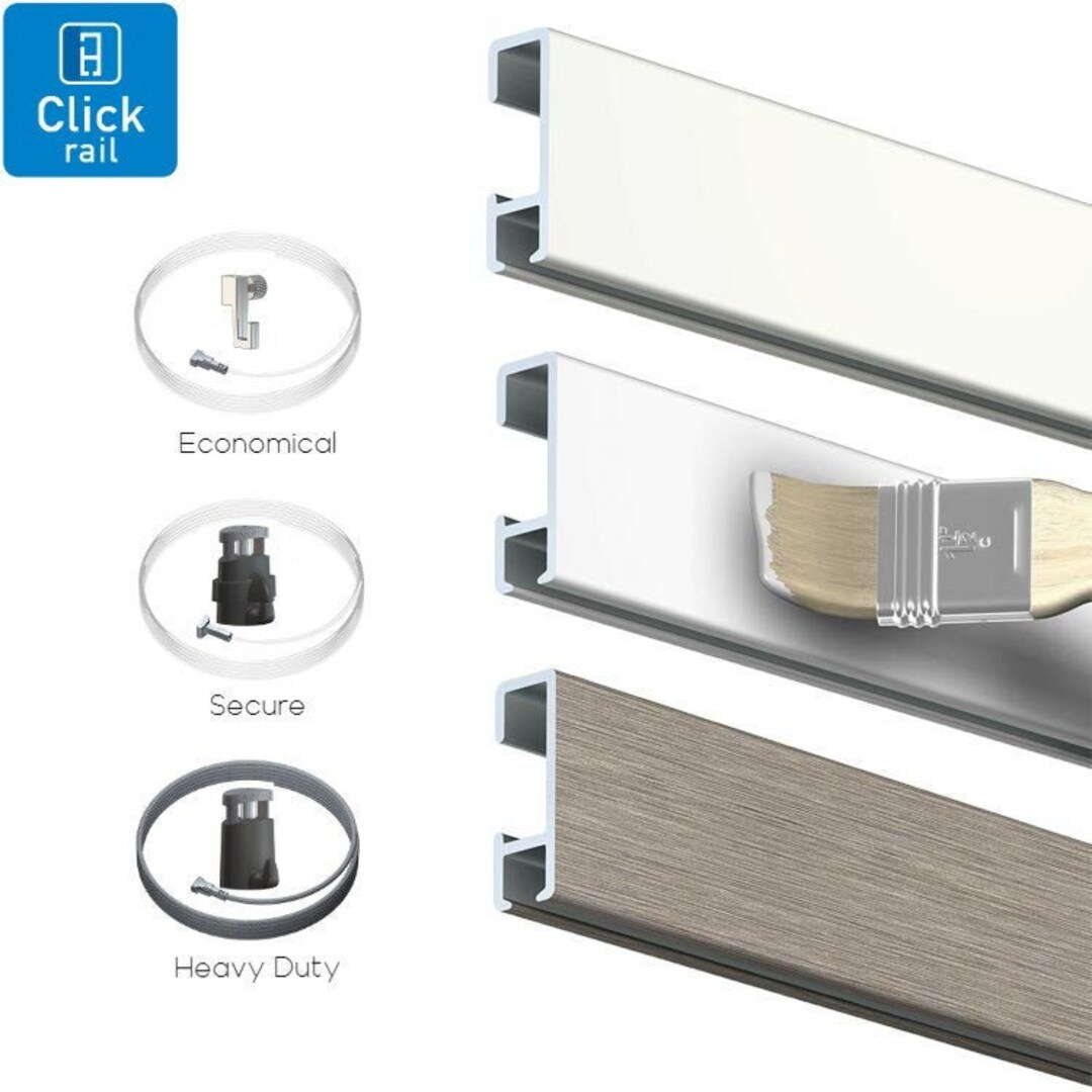 Click Rail Wall Picture Hanging, All in One Complete Kit, Invisible