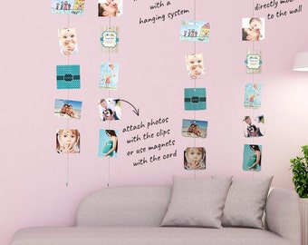 Hanging Card Display Set with Clips, Photo & Art Organizer