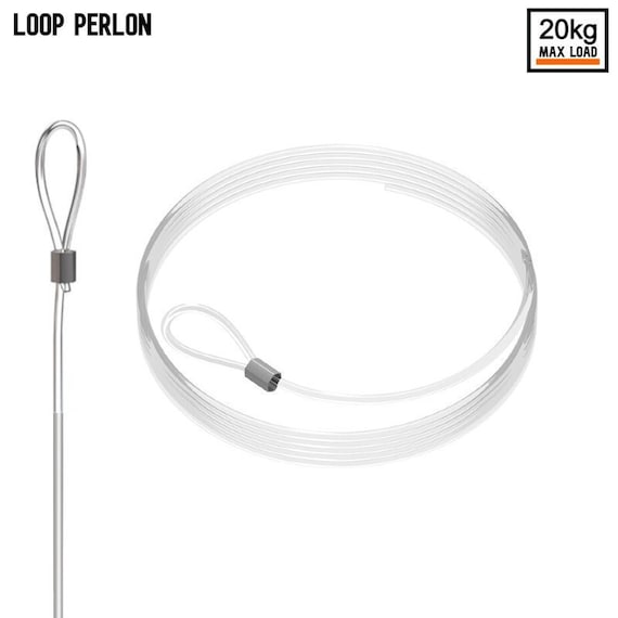 Accroche Cable Câble Acier 10m - Diamètre 0.7mm - Capacité 22kg - Pour Accrochage Photos/Déco Cable Acier 1mm