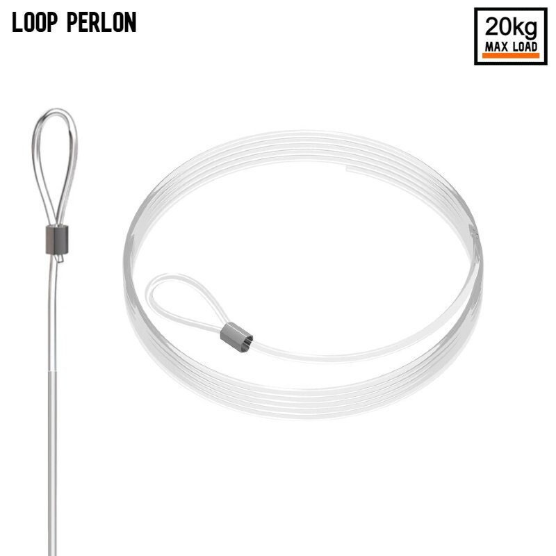 Loop wire for picture hanging in transparent or steel strong and heavy-duty