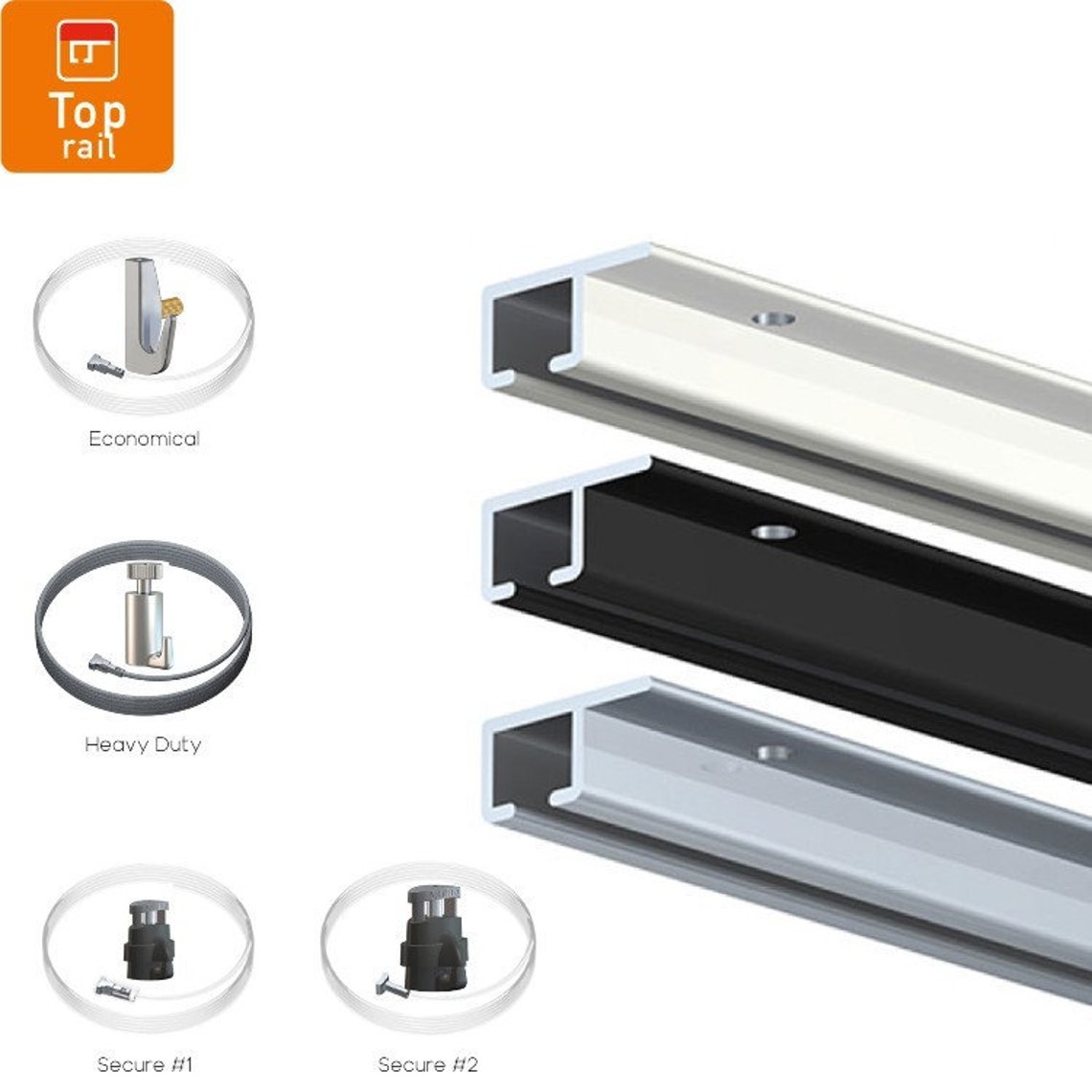 Top Rail Ceiling Mounted Picture Hanging All in One Complete Kit