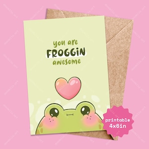 Cartão de felicitações para imprimir, ilustrado com o trocadilho "Você é um sapo incrível e gordinho", 4 x 6 polegadas, cartão de felicitações A6 de agradecimento, download digital