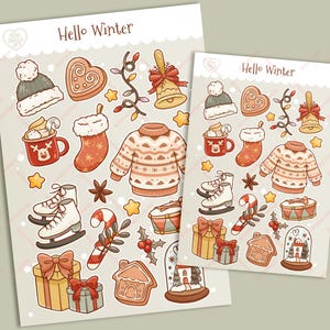 Foglio di adesivi natalizi Hello Winter, graziosi calzini e maglioni natalizi Boho, regalo per bullet journal, scrapbooking, planner, decorazione
