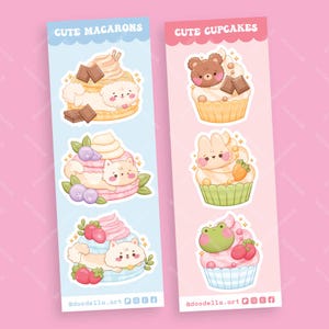 Macarons und Cupcakes Sticker Bogen - Süßer Kawaii Bäckerei Planer Bullet Journal Tagebuch Scrapbooking Dekorieren - Glänzende oder Matte Aufkleber
