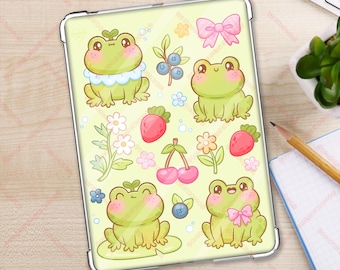 かわいいカエルの落書き入りKindleインサート、かわいいゴブリンコア・フェアリーコアのKindleクリアケース用インサート、ブック風Kindle Paperwhite第10世代Colorsoftデコレーション