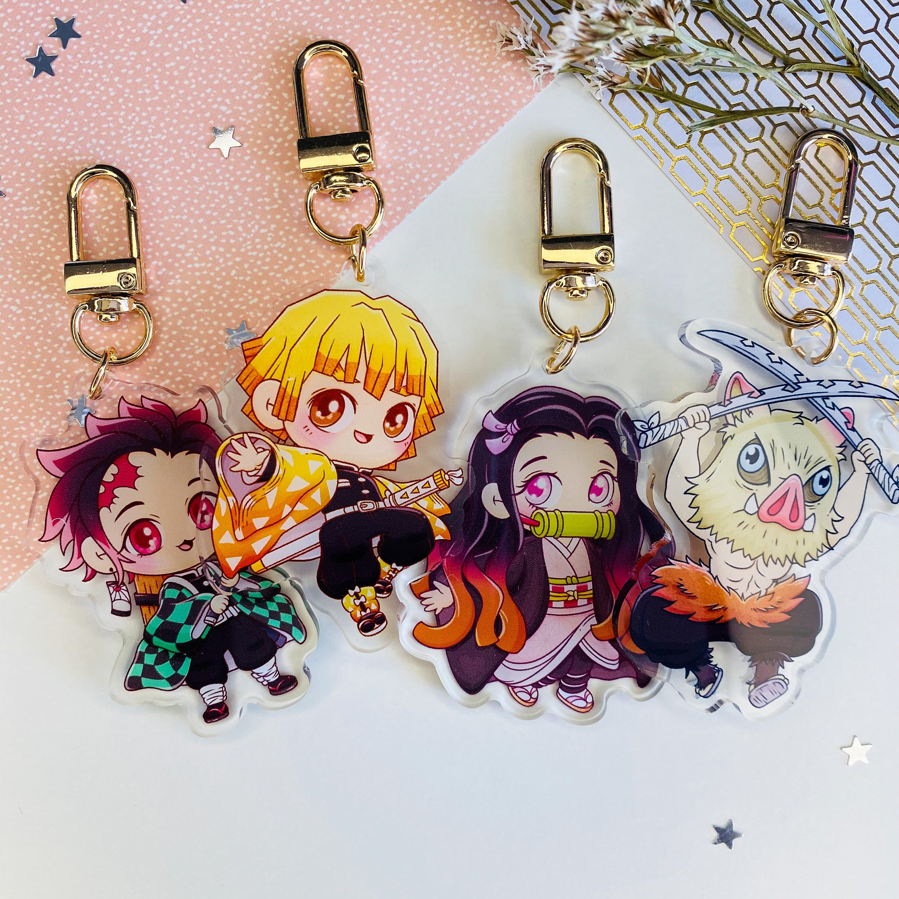 LFashion Anime Demon : Kimetsu No Yaiba Key Chains Two-sided Keychain  Cosplay Acrylic Pendant Keyring