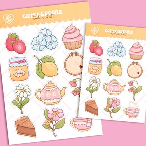Stickervel Snoep en bloemen - Kawaii Cottagecore Voedselbloem Lente Planner Decor Stickervel Scrapbooking - Matte stickers