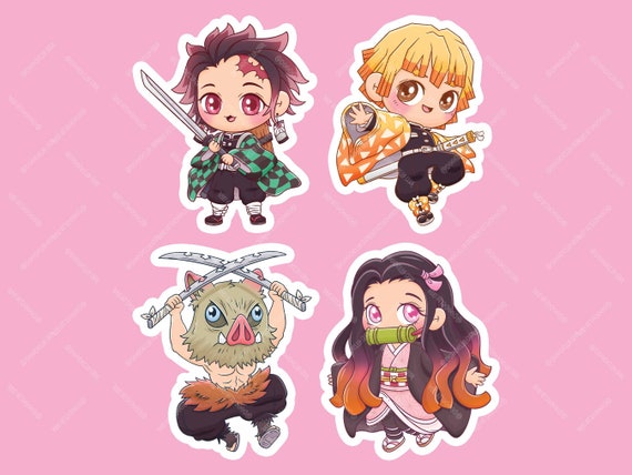 Slayer Anime Chibi Stickers Manga Inspired Kawaii Demon Characters  Waterproof Vinyl Die Cut Glossy Sticker 