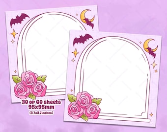 Bloco de notas de lápide - Bloco de notas de Halloween fofo e assustador em tons pastéis feito à mão - 30 ou 60 folhas destacáveis - Papelaria para diário Bujo
