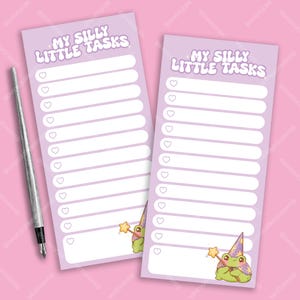 My Silly Little Tasks Note Pad, Handmade To-Do List Notepad, Cute Kawaii Froggy Wizard Stationery Pad, 30 Tear-Off Pages