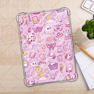 Witchy Doodles Kindle-insats, söt Halloween Kindle-insats för genomskinligt fodral, boklig Kindle Paperwhite 10 Gen Colorsoft holografisk dekor