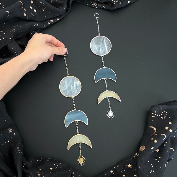 Moon Phase Wall Hanging Gift for best friend Unique Birthday gifts for women wall decor gifts for her handmade stained glass
