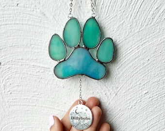 Personalized Pet Paw Print Memorial Keepsake with Name Tag