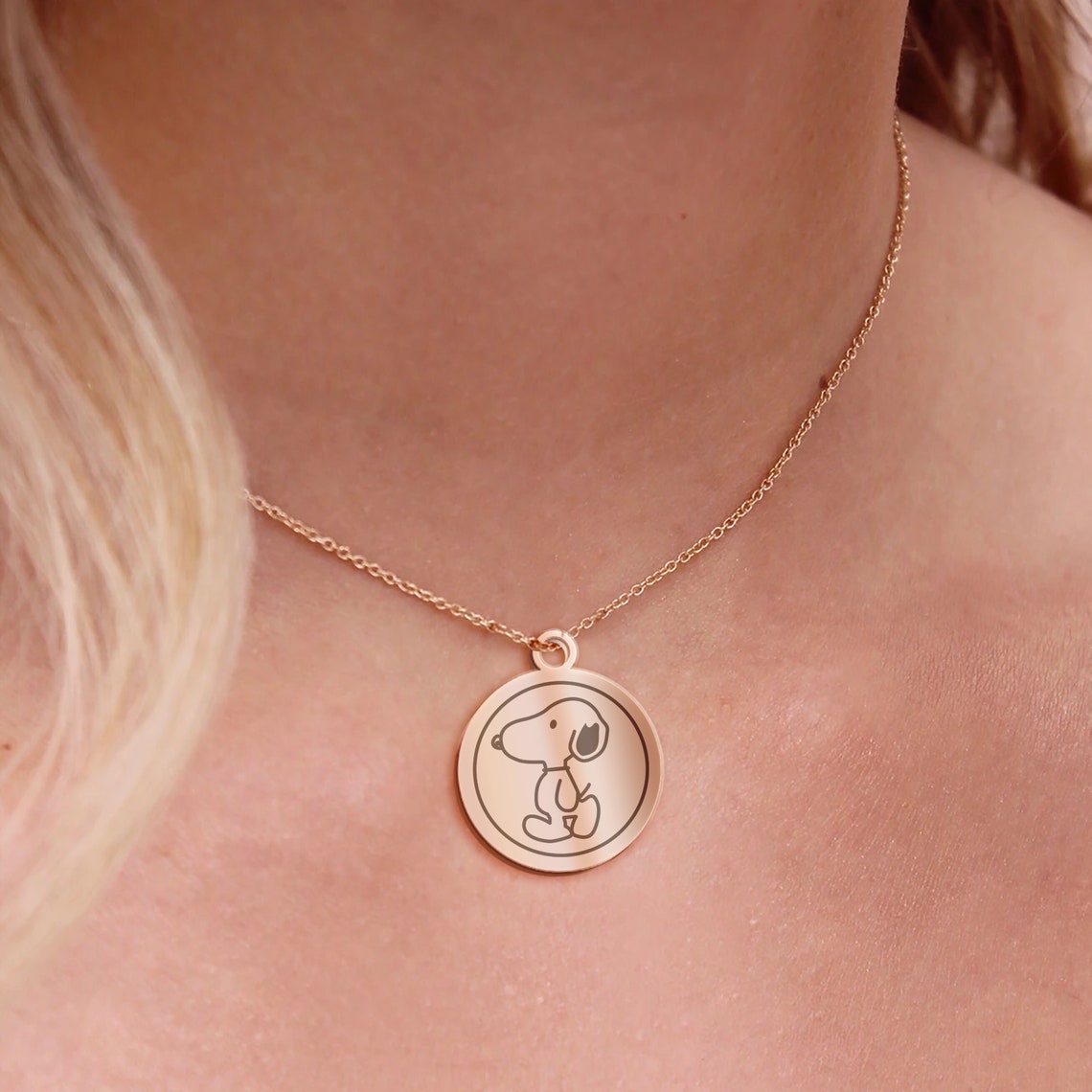 Snoopy Tag Necklace Snoopy Jewelry Snoopy Silver Stainless Etsy