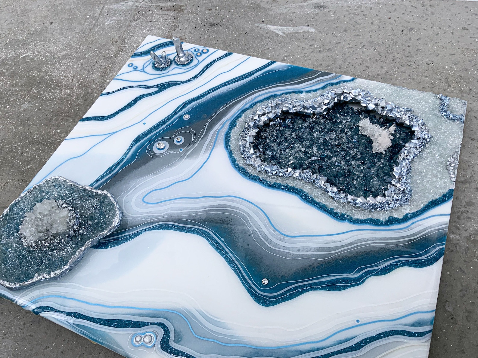 Geode painting madetoorder custom resin pour fluid art Etsy