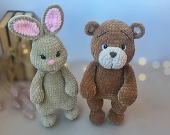 Crochet Patterns animals PDF tutorial, Teddy bear and Bunny crochet, set pdf crochet pattern bunny and bear