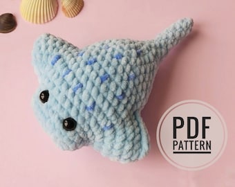 Stingray crochet pattern do not have sewn parts, amigurumi manta ray crochet pattern