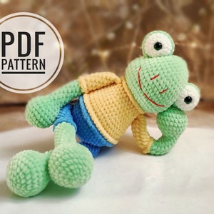 Crochet frog pattern, amigurumi plushie frog pdf crochet pattern