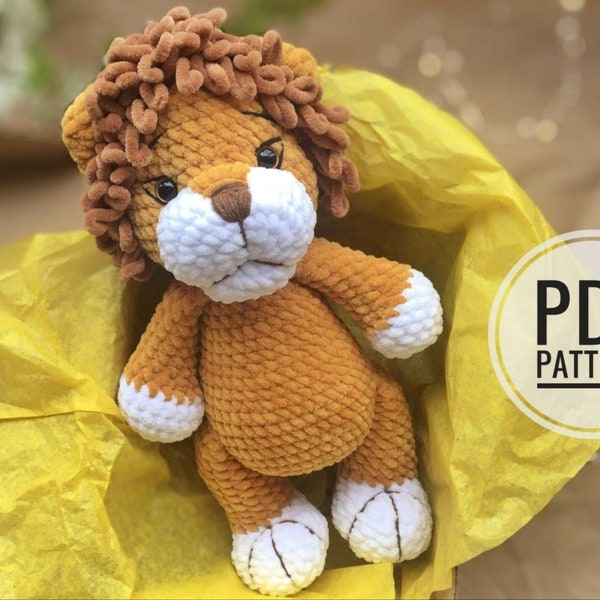 LION crochet pattern, stuffed lion amigurumi PDF tutorial