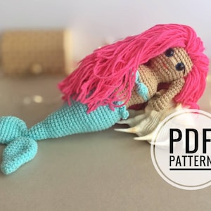 Mermaid crochet pattern, Amigurumi mermaid doll pdf crochet pattern, siren pdf tutorial