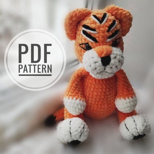 Tiger crochet pattern, amigurumi stuffed tiger crochet PDF tutorial, year of the tiger
