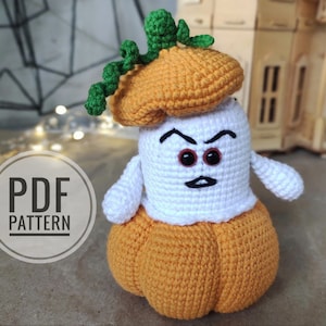 Ghost in pumpkin crochet pattern, amigurumi ghost Halloween crochet pattern, pumpkin pattern