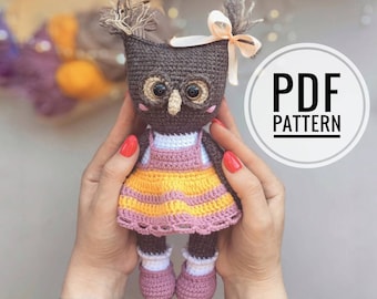 Owl Crochet Pattern, Doll Owl Amigurumi PDF Pattern in English