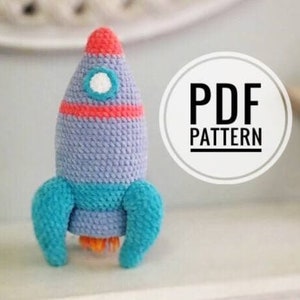 Rocket Crochet Pattern, Amigurumi spaceship pattern PDF-rocket toy tutorial, space rocket easy crochet pattern