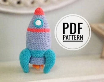 Rocket Crochet Pattern, Amigurumi spaceship pattern PDF-rocket toy tutorial, space rocket easy crochet pattern