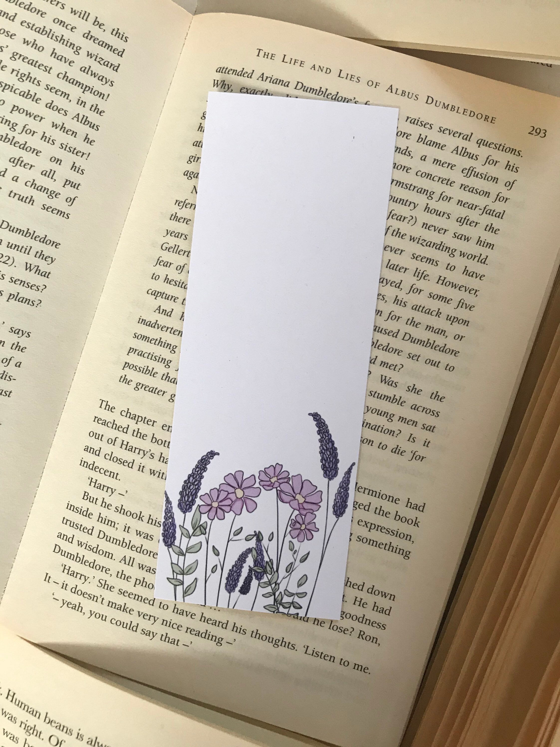 Floral Bookmark, Hand Drawn Wildflowers, Pink and Purple, Cute