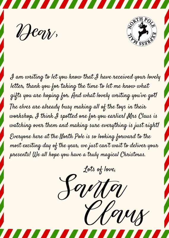 Holiday Wrapping Paper- Letter from Santa! Write Your Child's Name!!
