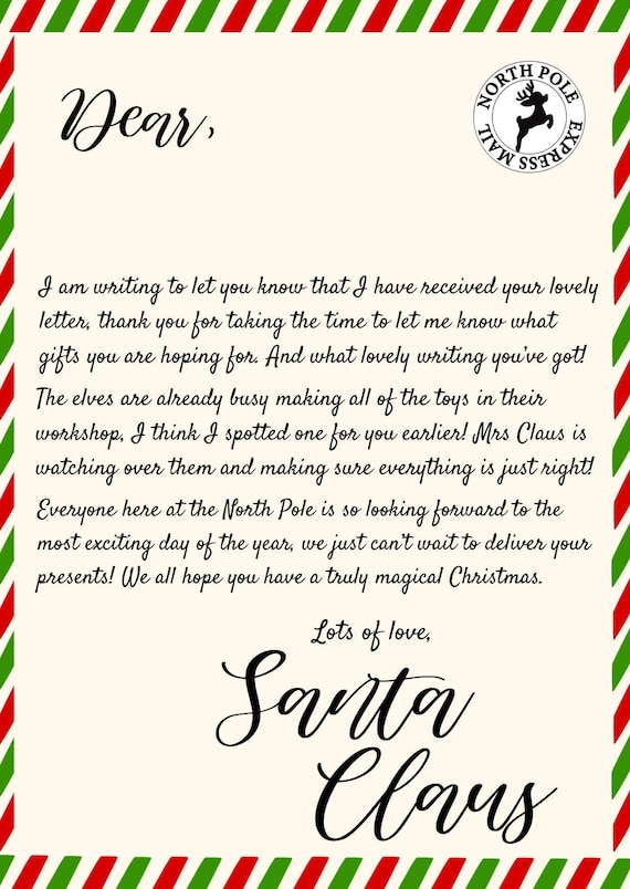 Holiday Wrapping Paper- Letter from Santa! Write Your Child's Name!!