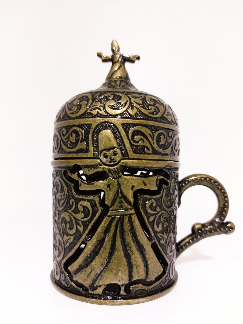 Traditional Turkish Handmade Coffee Cup Saucer Cover Espresso Ottoman Brass Gift Islam Gift Islam
