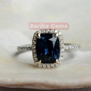 London Blue Topaz Ring, 925 Sterling Silver Ring, Cushion Cut Gemstone Ring, Wedding Engagement Ring, Anniversary Gift, December Birthstone