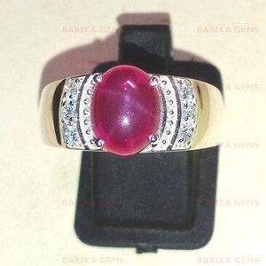 Water Million Lendy Star Ruby herrring, 925 sterlingsilverring, 6 Rey Star-ring, vigsellöftesring, personlig present till män