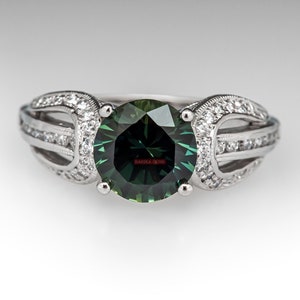 Lab Emerald Ring For Women&#39;s 925 Solid Sterling Silver Ring, Statement Ring, Green Emerald Round Cut Gemstone Ring, Wedding Gift For Her