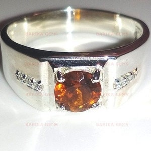Natural Citrine Men&#39;s Ring, 925 Sterling Silver Ring, Cocktail Ring, Engagement Ring, Men&#39;s Dainty Ring, Wedding Anniversary Gift For Men